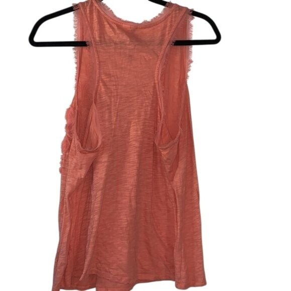 Lauren Conrad XL Coral Sleeveless Tank Top With Floral Appliqué & Frayed Edges 1 - Picture 11 of 13